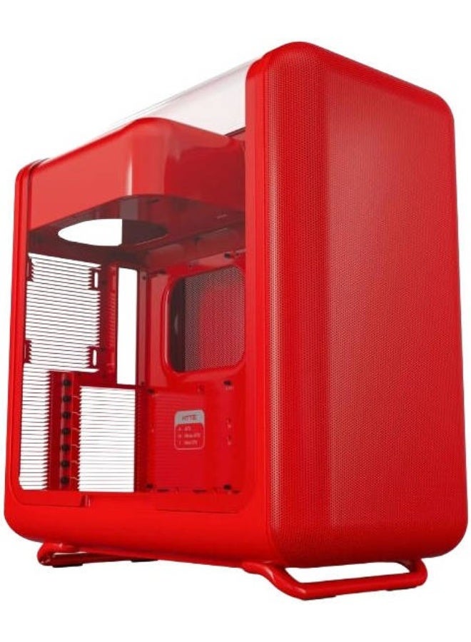 X50 ATX Mid-Tower PC Case – Laminated Acoustic Glass & Full-Coverage Micro-Mesh, Supports E-ATX/ATX/mATX/ITX, Up to 10 Fans, 360mm Radiator, GPU 430mm, CPU Cooler 170mm, 2×2.5″ SSD + 1×3.5″ HDD, Wild Cherry | CS-HYTE-X50G- RR